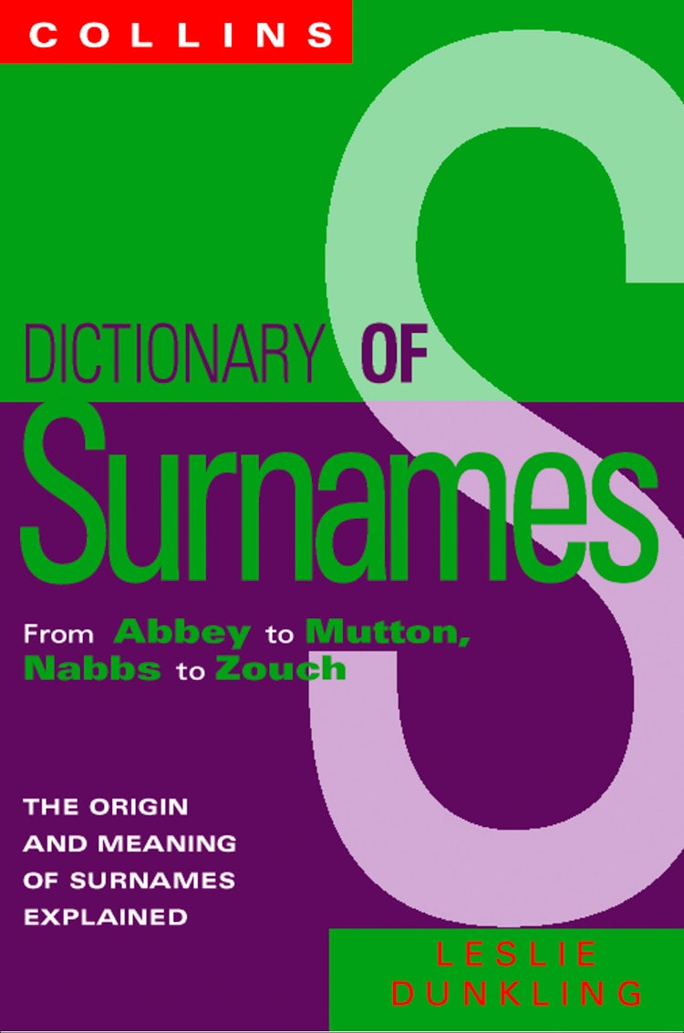 Cover image for Collins Dictionary Of Surnames: From Abbey to Mutton, Nabbs to Zouch, isbn: 9780007598144