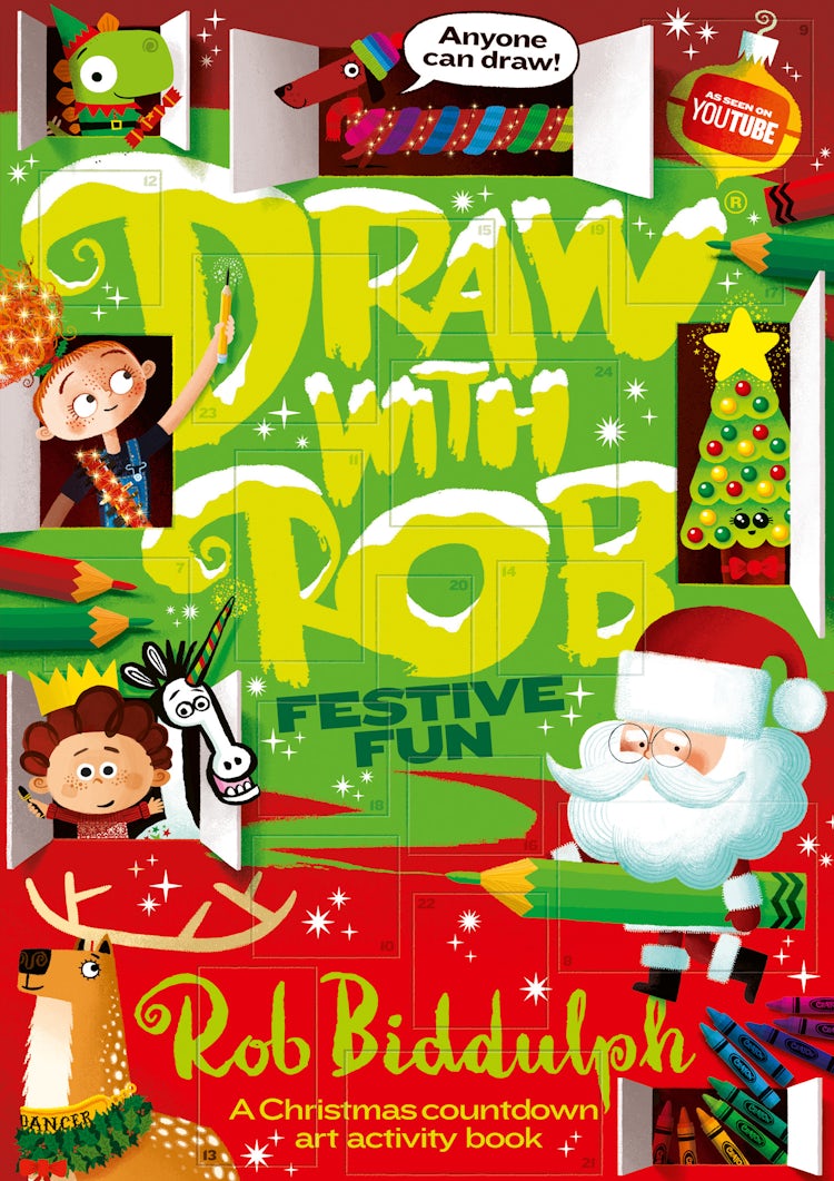 Cover image for Draw With Rob Festive Fun: A Christmas Countdown Art Activity Book, isbn: 9780008627614