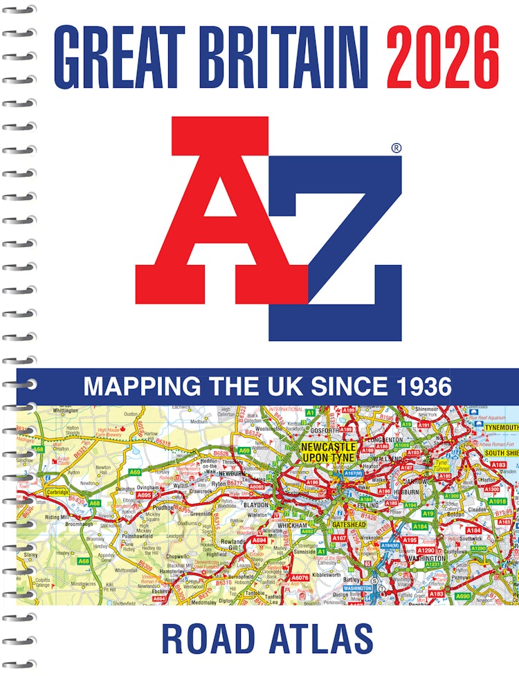 Cover image for Great Britain A-Z Road Atlas 2026 (A4 Spiral): Easy to read map of Great Britain in A5 size with spiral binding, isbn: 9780008719197