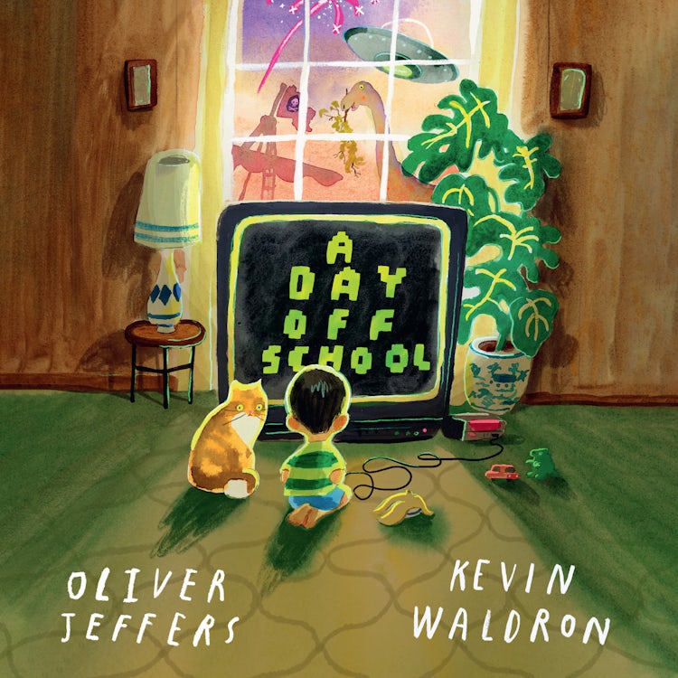 Cover image for A Day Off School: A funny new adventure for 2026, from award-winning picture-book creators Oliver Jeffers and Kevin Waldron – perfect for kids aged 3+, isbn: 9780008761332