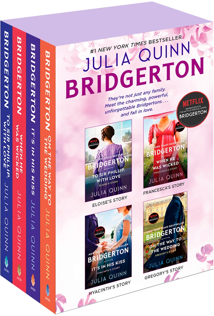 Cover image for Bridgerton Boxed Set 5-8: To Sir Phillip, With Love/When He Was Wicked/It's in His Kiss/On the Way to the Wedding, isbn: 9780063303713
