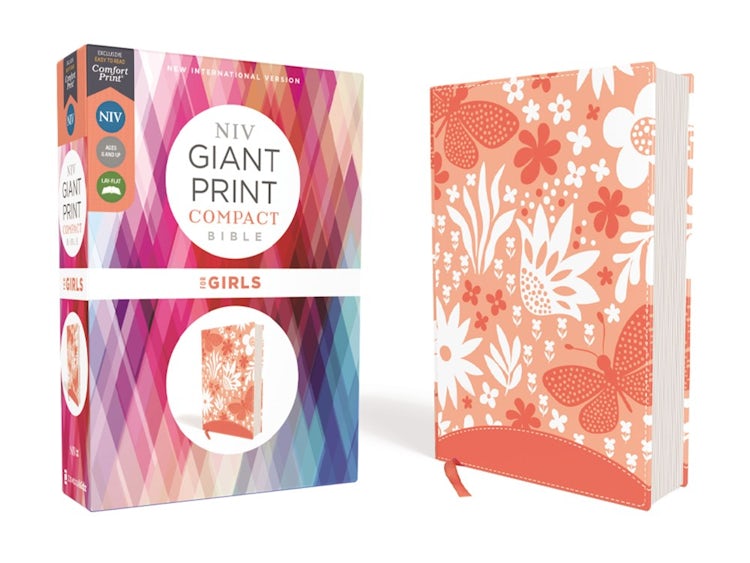 Cover image for NIV Giant Print Compact Bible For Girls, Red Letter Edition, Comfort Print [Coral], isbn: 9780310114581
