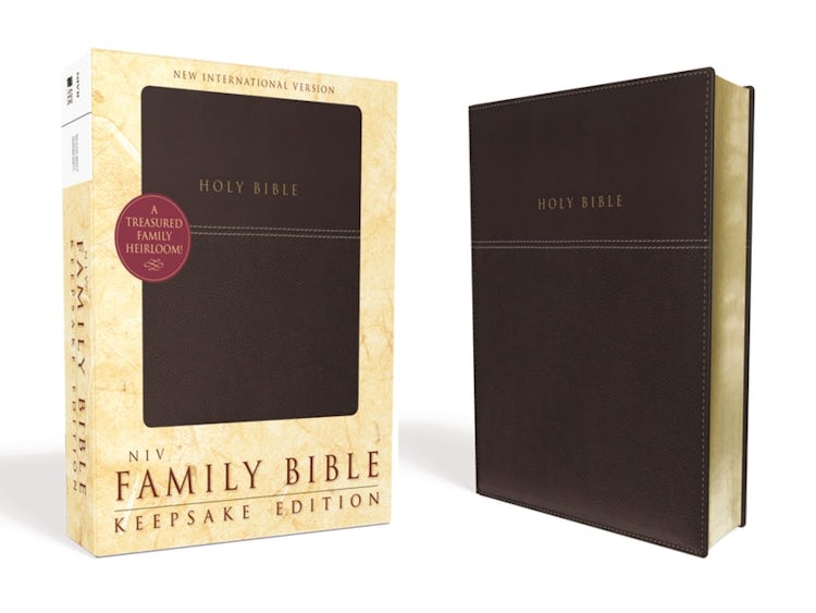 Cover image for NIV Family Bible (Keepsake Edition), Leathersoft, Red Letter [Burgundy], isbn: 9780310438120