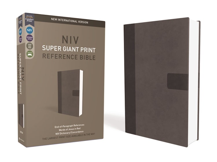 Cover image for NIV Super Giant Print Reference Bible, Red Letter, Comfort Print [Gray], isbn: 9780310445937