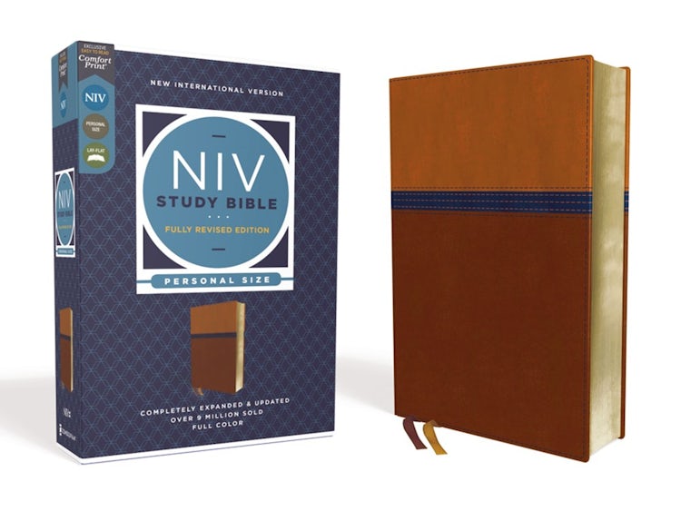 Cover image for NIV Study Bible, Fully Revised Edition, Personal Size, Red Letter, Comfort Print [Brown/Blue], isbn: 9780310449126