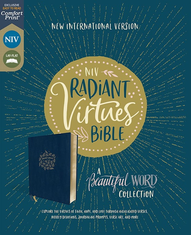 Cover image for NIV Radiant Virtues Bible: A Beautiful Word Collection, Red Letter, Thumb Indexed, Comfort Print [Navy], isbn: 9780310456957