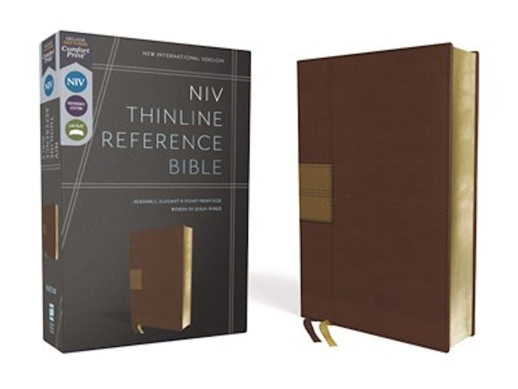 Cover image for NIV, Thinline Reference Bible, Brown, Red Letter, Comfort Print (Brown), isbn: 9780310462675