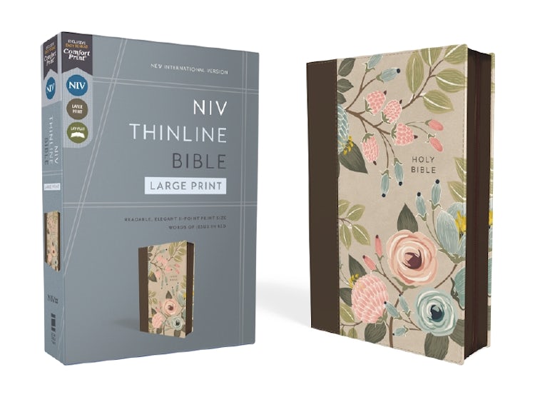 Cover image for NIV, Thinline Bible, Large Print, Zippered, Red Letter, Comfort Print [Floral], isbn: 9780310465034
