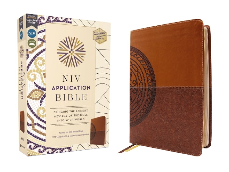 Cover image for NIV Application Bible, Brown, Red Letter, Comfort Print: Bringing the Ancient Message of the Bible into Your World, isbn: 9780310465140