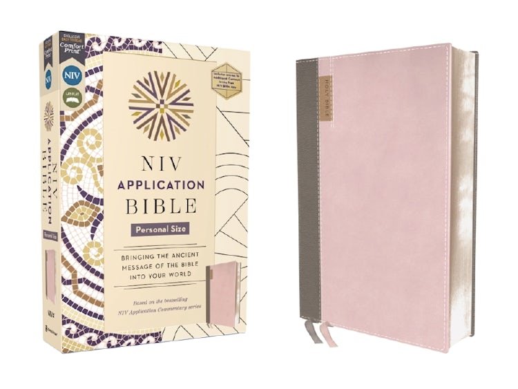 Cover image for NIV Application Bible, Personal Size, Pink/Gray, Red Letter, Comfort Print, isbn: 9780310465263
