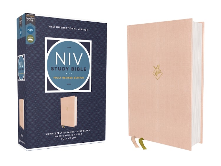 Cover image for NIV Study Bible, Fully Revised Edition (Study Deeply. Believe Wholeheartedly.), Cloth over Board, Pink, Red Letter, Comfort Print, isbn: 9780310465799