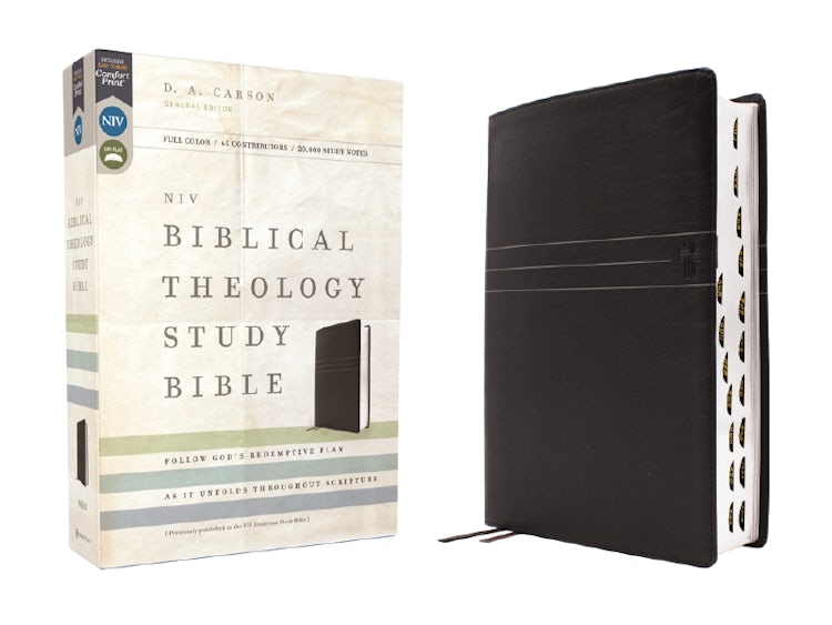 Cover image for NIV, Biblical Theology Study Bible (Trace the Themes of Scripture), Black, Thumb Indexed, Comfort Print: Follow God's Redemptive Plan as It Unfolds throughout Scripture, isbn: 9780310467557