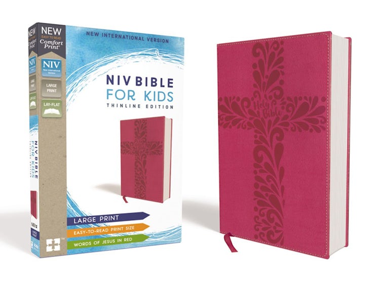 Cover image for NIV Thinline Bible For Kids Red Letter Edition [Large Print, Pink], isbn: 9780310764137