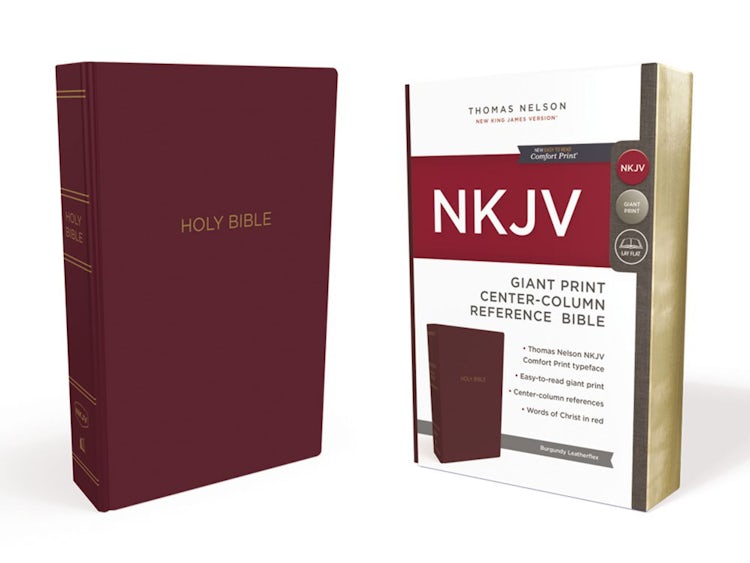 Cover image for NKJV Reference Bible Red Letter Edition [Center-Column Giant Print, Burgundy], isbn: 9780785217718