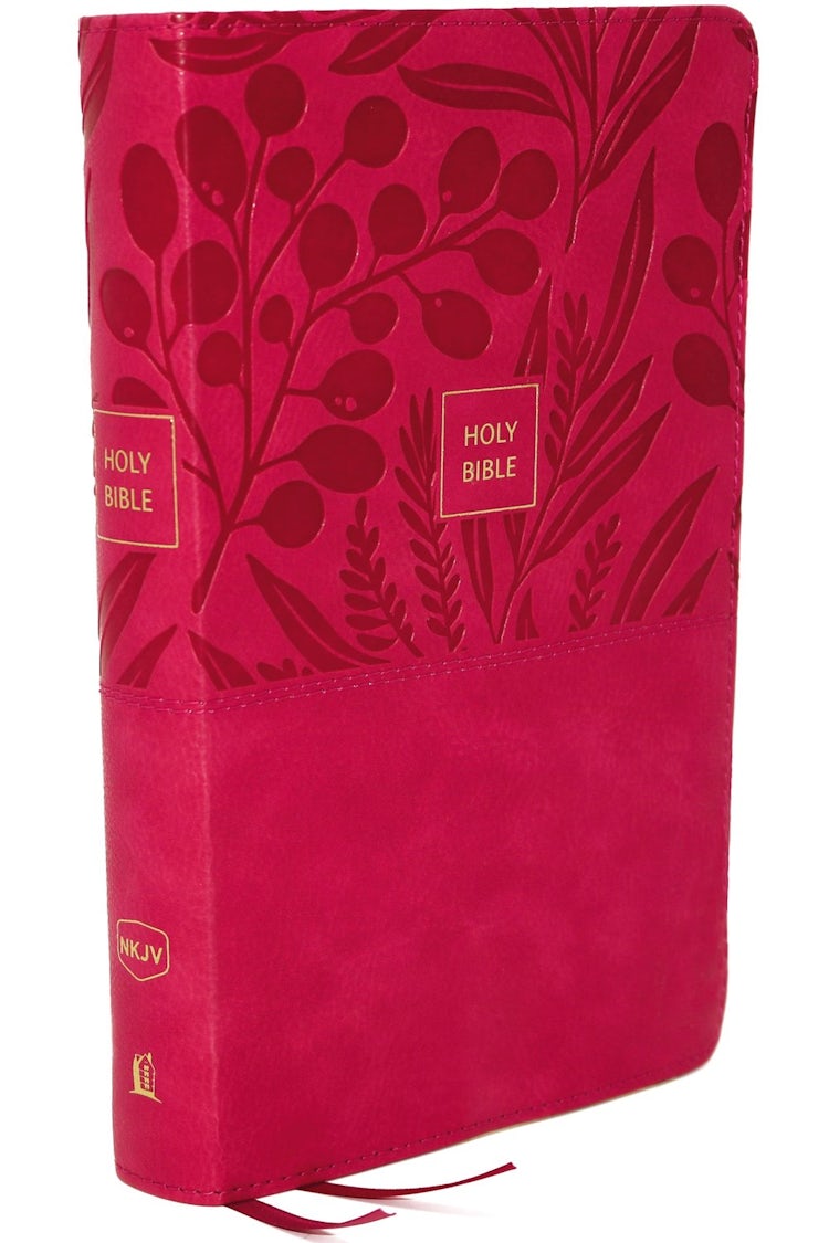 Cover image for NKJV End-of-verse Reference Bible, Personal Size Large Print, Thumb Indexed, Red Letter Edition, Comfort Print: Holy Bible [Pink], isbn: 9780785233688