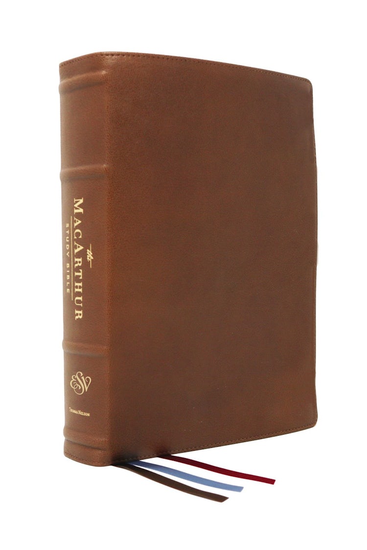 Cover image for The ESV Macarthur Study Bible, 2nd Edition, Premium Goatskin Leather, Premier Collection: Unleashing God's Truth One Verse at a Time [Brown], isbn: 9780785235668