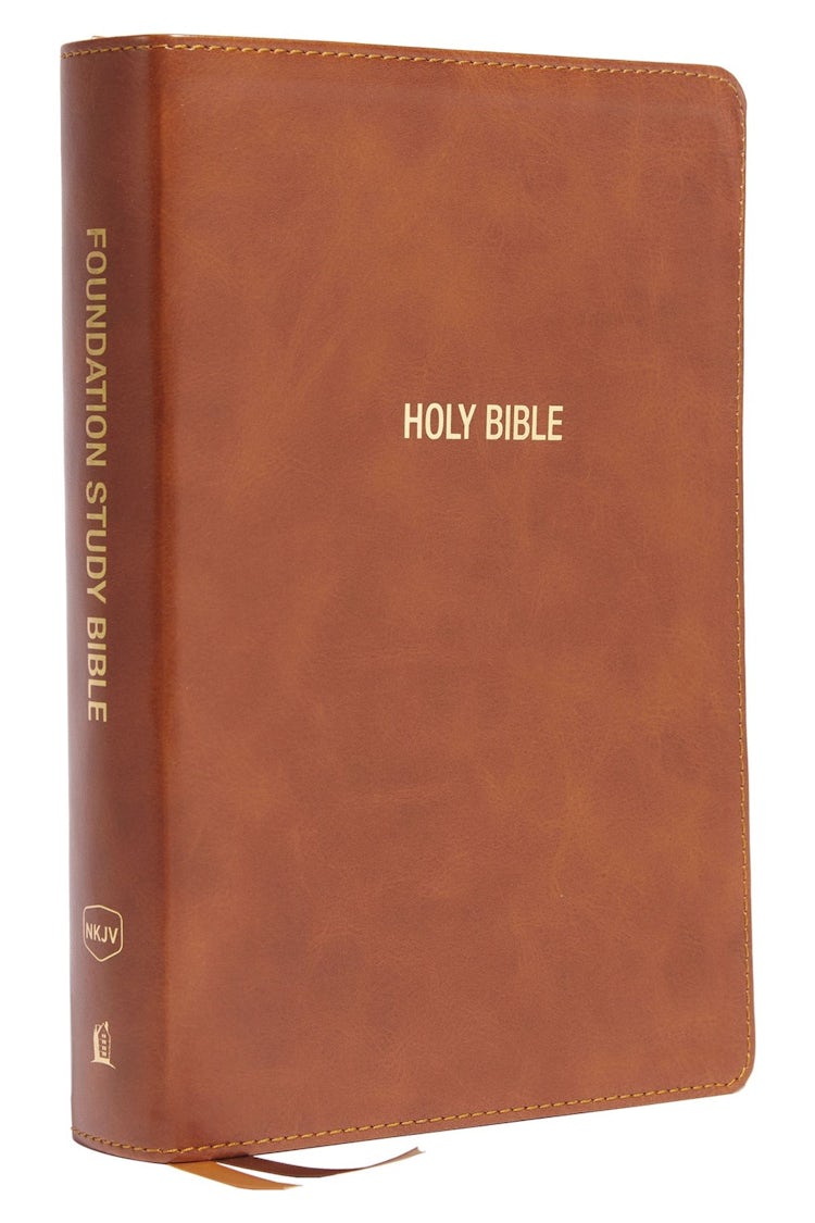 Cover image for NKJV Foundation Study Bible, Large Print, Red Letter, Thumb Indexed, Comfort Print [Brown], isbn: 9780785261599