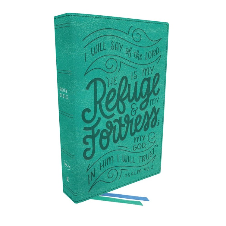 Cover image for NKJV Thinline Youth Edition Bible, Verse Art Cover Collection, Red Letter, Comfort Print [Teal], isbn: 9780785291503