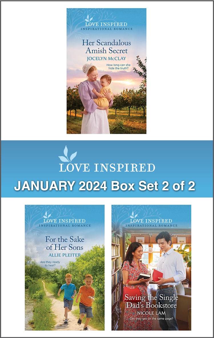 Cover image for Love Inspired January 2024 Box Set - 2 of 2/Her Scandalous Amish Secret/For The Sake Of Her Sons/Saving The Single Dad's Bookstore, isbn: 9781038903174