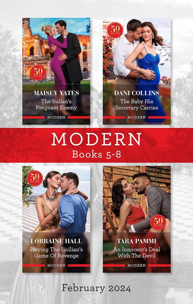 Cover image for Modern Box Set 5-8 Feb 2024/The Italian's Pregnant Enemy/The Baby His Secretary Carries/Playing The Sicilian's Game Of Revenge/An Innocent's Deal With The Devil, isbn: 9781038905116