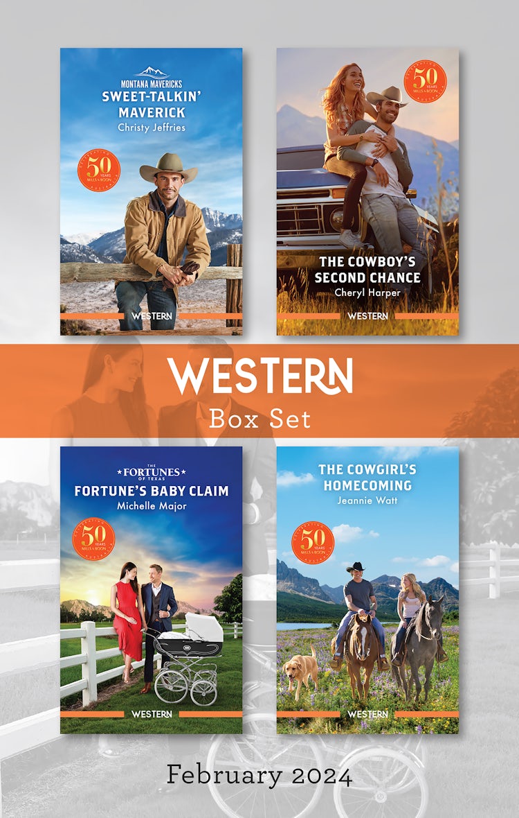 Cover image for Western Box Set Feb 2024/Sweet-Talkin' Maverick/The Cowboy's Second Chance/Fortune's Baby Claim/The Cowgirl's Homecoming, isbn: 9781038905499