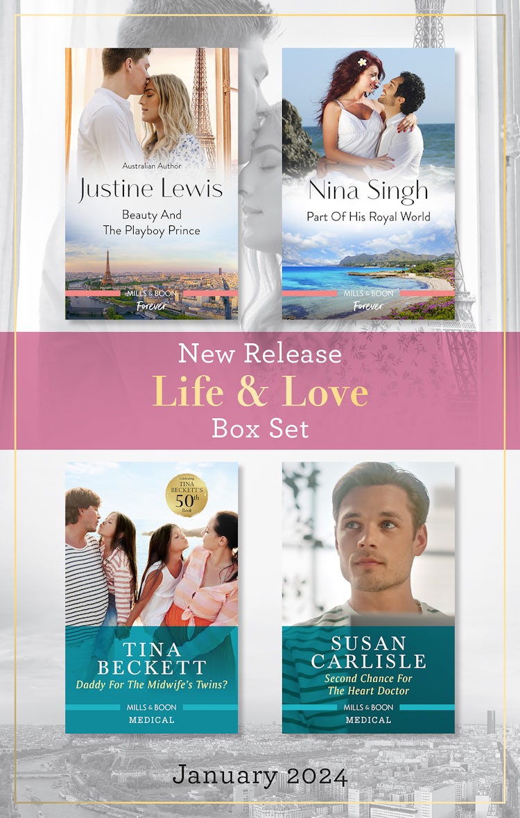 Cover image for Life & Love New Release Box Set Jan 2024/Beauty And The Playboy Prince/Part Of His Royal World/A Daddy For The Midwife's Twins?/Second Chance For The Heart Doctor, isbn: 9781038906656