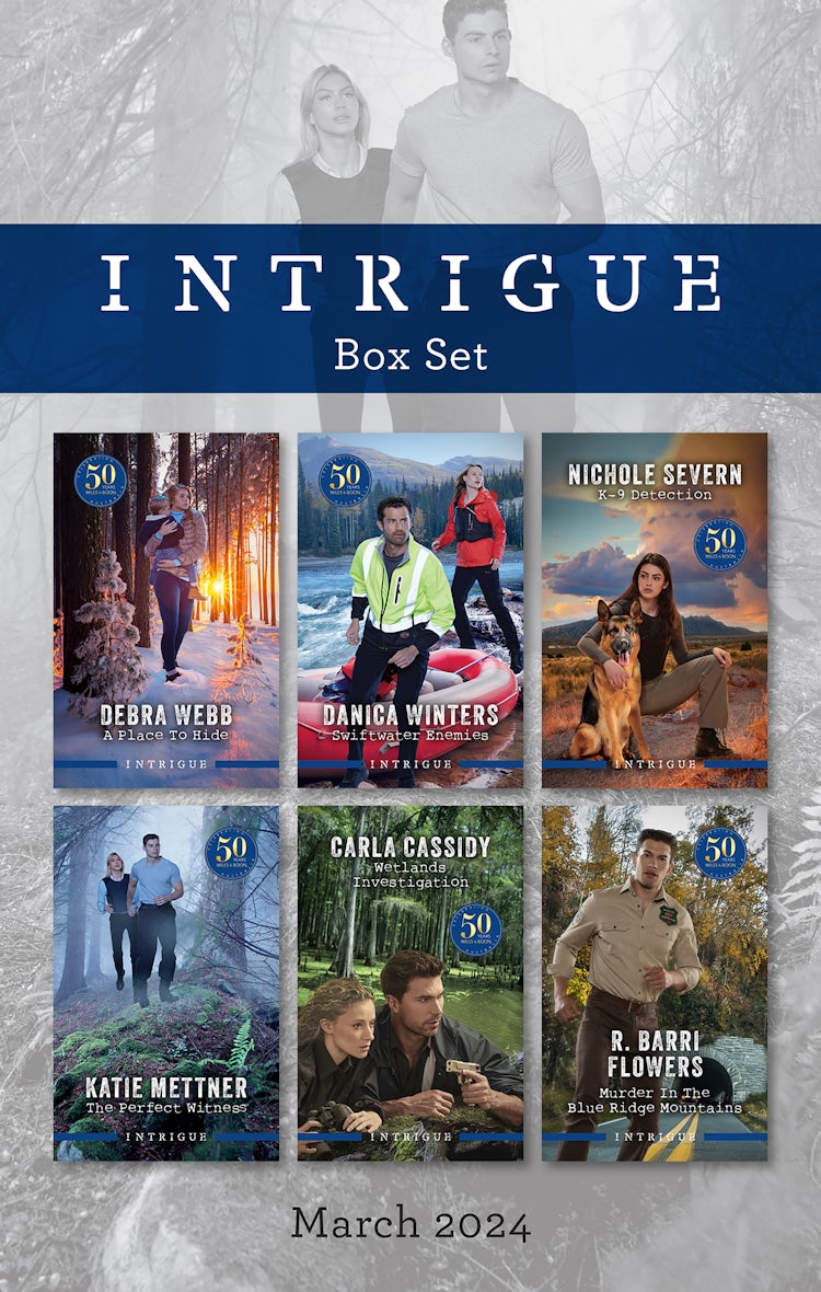 Cover image for Intrigue Box Set March 2024/A Place To Hide/Swiftwater Enemies/K-9 Detection/The Perfect Witness/Wetlands Investigation/Murder In The Blue Ridge Mountains, isbn: 9781038908247