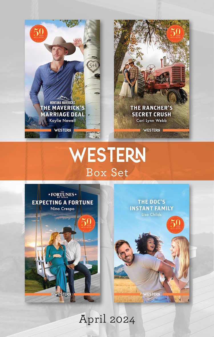Cover image for Western Box Set April 2024/The Maverick's Marriage Deal/The Rancher's Secret Crush/Expecting A Fortune/The Doc's Instant Family, isbn: 9781038910196