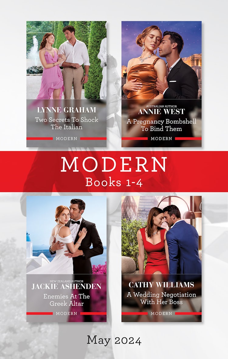 Cover image for Modern Box Set 1-4 May 2024/Two Secrets To Shock The Italian/A Pregnancy Bombshell To Bind Them/Enemies At The Greek Altar/A Wedding Negotiation With Her Boss, isbn: 9781038910950