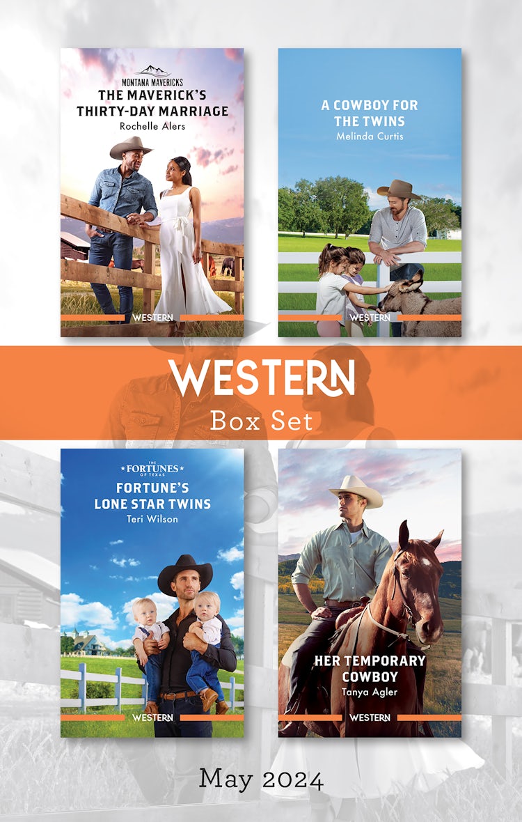 Cover image for Western Box Set May 2024/The Maverick's Thirty-Day Marriage/A Cowboy For The Twins/Fortune's Lone Star Twins/Her Temporary Cowboy, isbn: 9781038911346