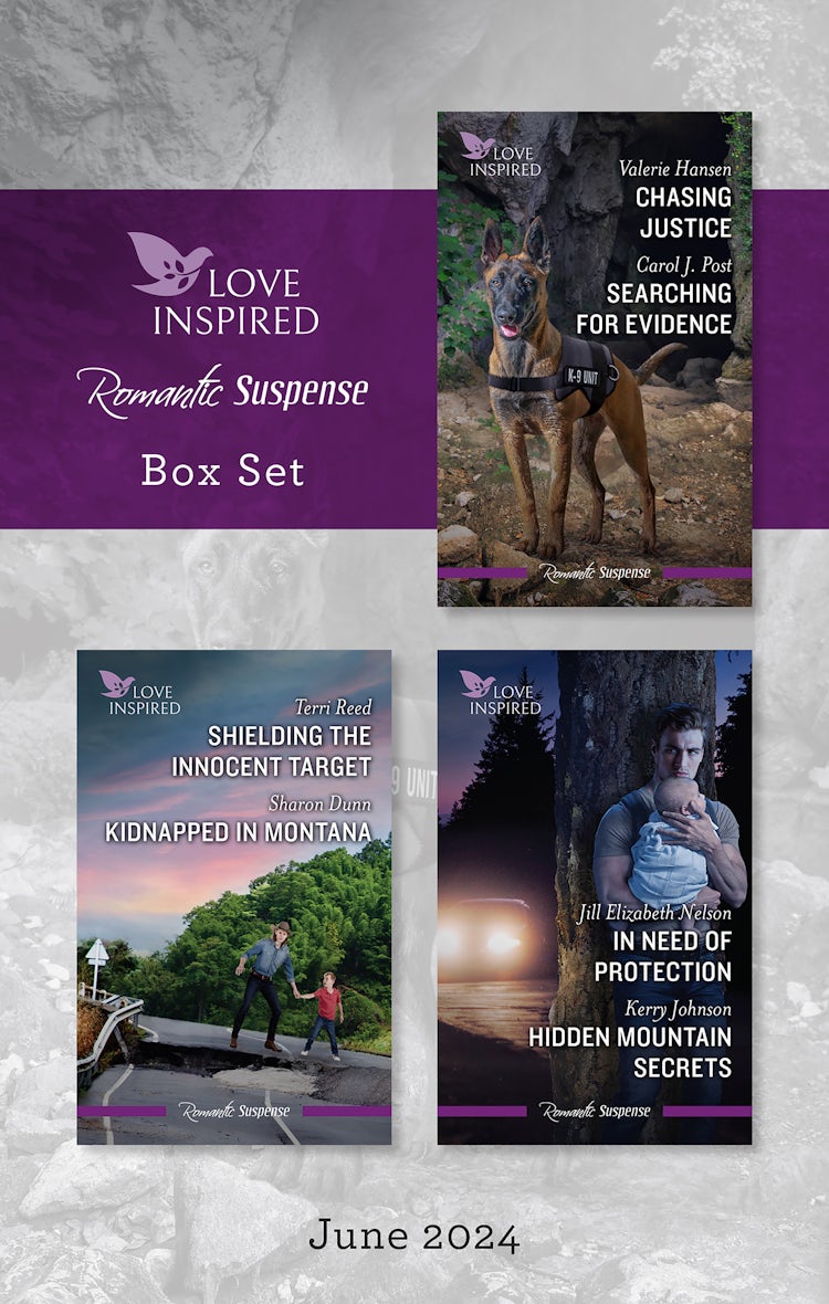 Cover image for Love Inspired Suspense Box Set June 2024/Chasing Justice/Searching For Evidence/Shielding The Innocent Target/Kidnapped In Montana/In Need Of Protection/Hidden Mountain Secrets, isbn: 9781038911858