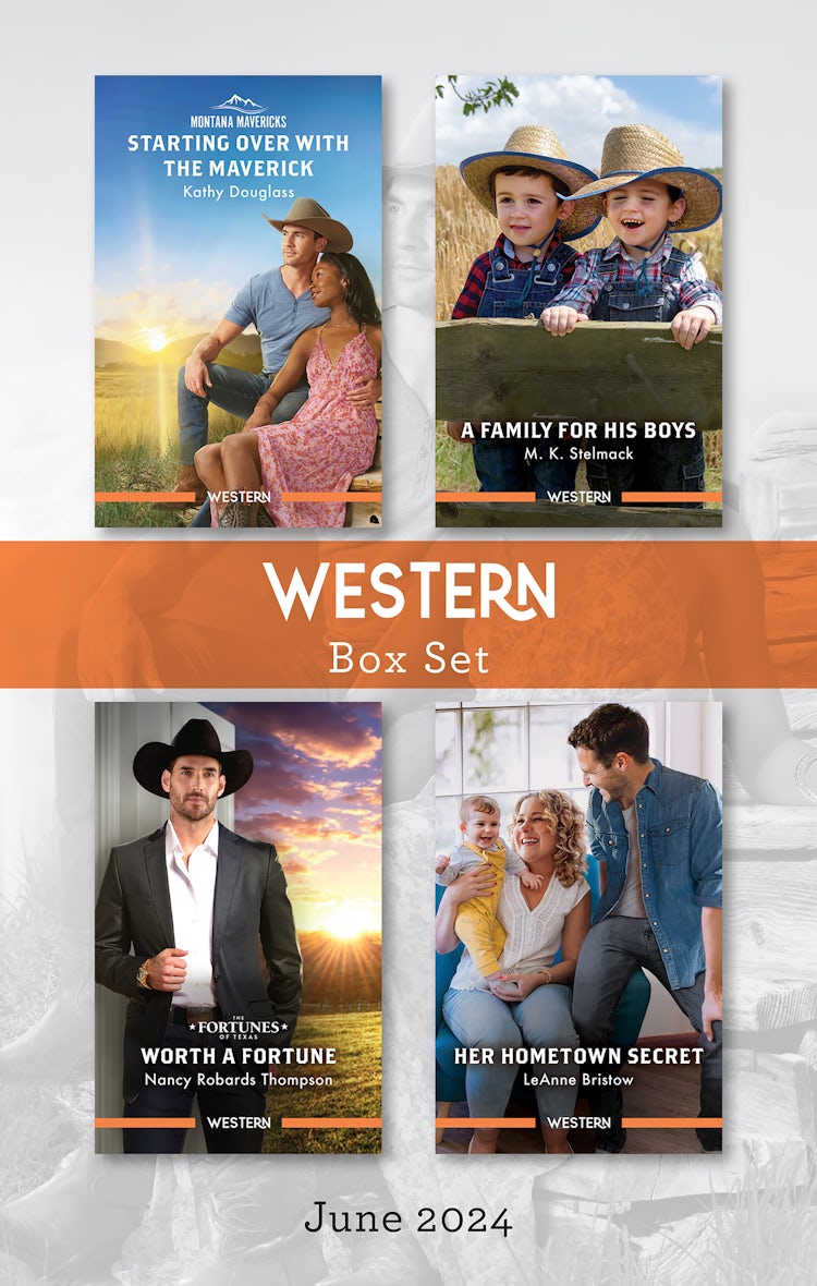 Cover image for Western Box Set June 2024/Starting Over With The Maverick/A Family For His Boys/Worth A Fortune/Her Hometown Secret, isbn: 9781038911902