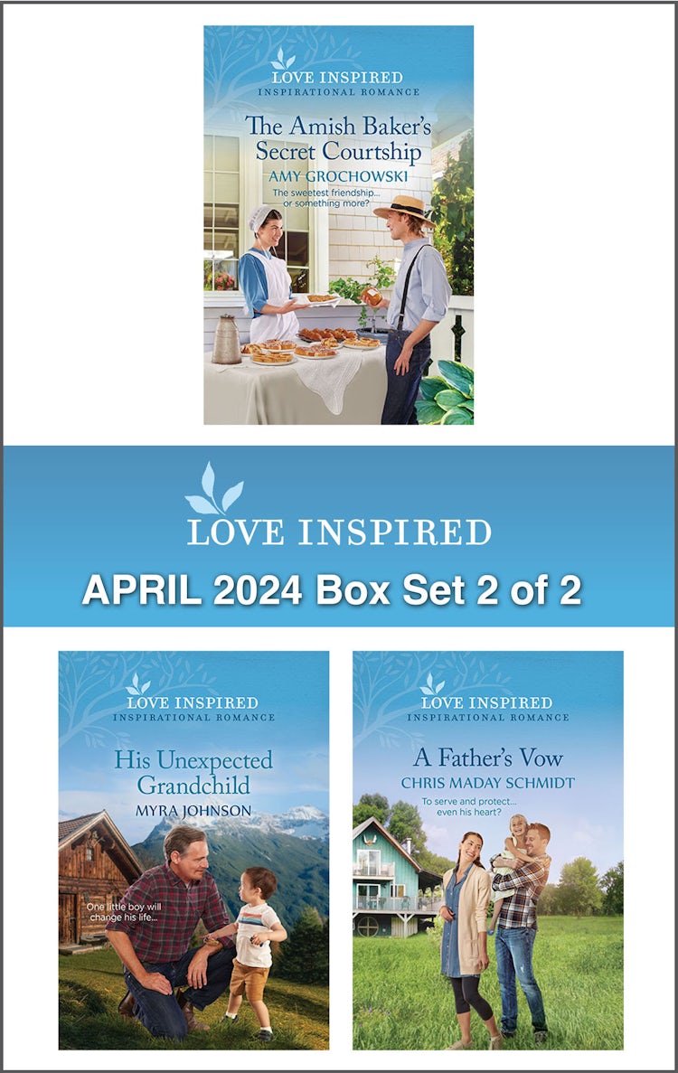 Cover image for Love Inspired April 2024 Box Set - 2 of 2/The Amish Baker's Secret Courtship/His Unexpected Grandchild/A Father's Vow, isbn: 9781038912824