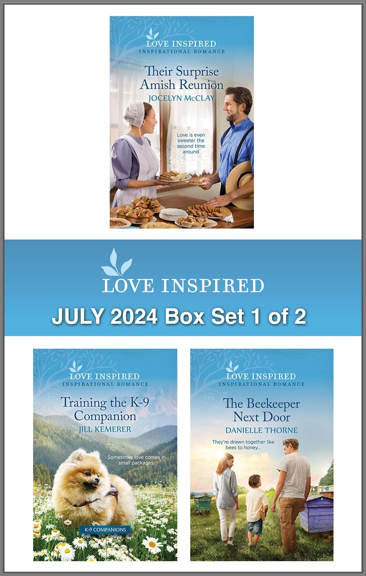 Cover image for Love Inspired July 2024 Box Set - 1 of 2/Their Surprise Amish Reunion/Training The K-9 Companion/The Beekeeper Next Door, isbn: 9781038919076