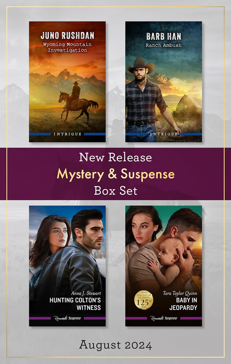 Cover image for Mystery & Suspense New Release Box Set August 2024/Wyoming Mountain Investigation/Ranch Ambush/Hunting Colton's Witness/Baby In Jeopardy, isbn: 9781038933706