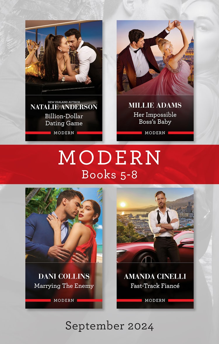 Cover image for Modern Box Set 5-8 Sept 2024/Billion-Dollar Dating Game/Her Impossible Boss's Baby/Marrying The Enemy/Fast-Track Fiance, isbn: 9781038935878