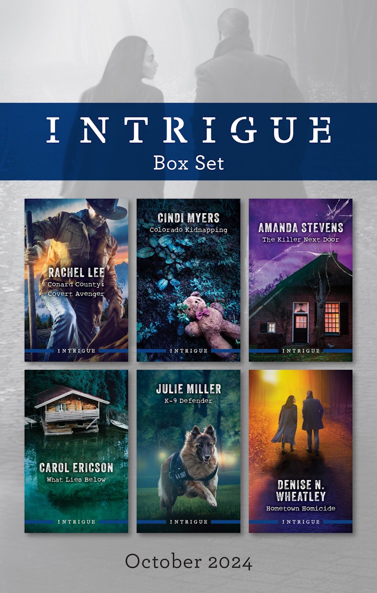 Cover image for Intrigue Box Set Oct 2024/Conard County - Covert Avenger/Colorado Kidnapping/The Killer Next Door/What Lies Below/K-9 Defender/Hometown Homicide, isbn: 9781038936356