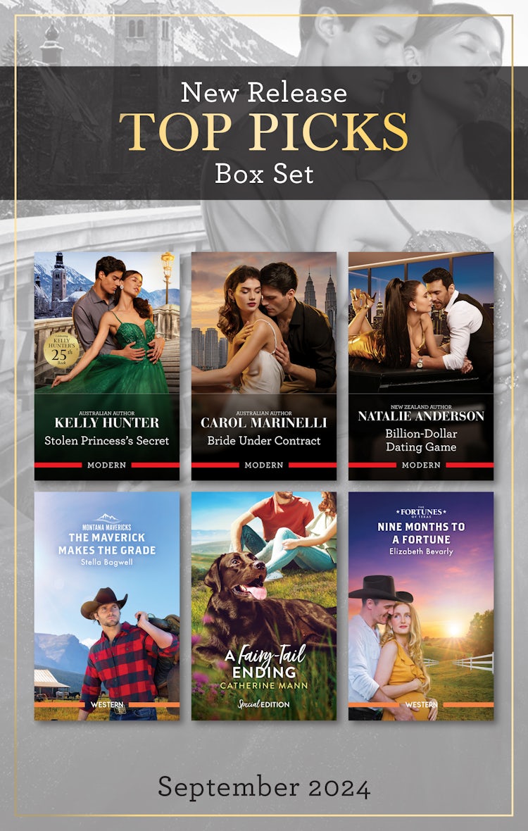 Cover image for Top Picks New Release Box Set Sept 2024/Stolen Princess's Secret/Bride Under Contract/Billion-Dollar Dating Game/The Maverick Makes The Grade/A Fairy-Tail Ending/Nine Months To A Fortune, isbn: 9781038937551