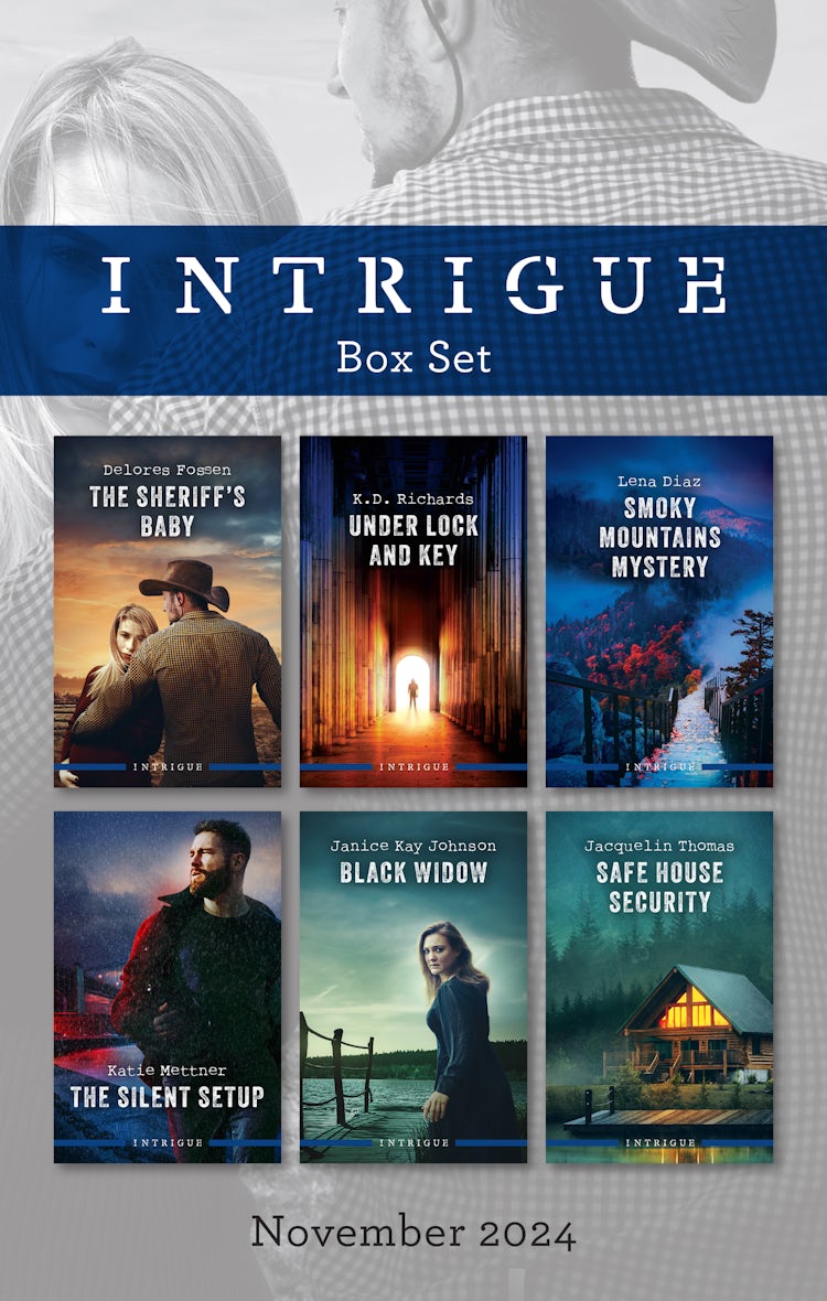 Cover image for Intrigue Box Set Nov 2024/The Sheriff's Baby/Under Lock And Key/Smoky Mountains Mystery/The Silent Setup/Black Widow/Safe House Security, isbn: 9781038941541