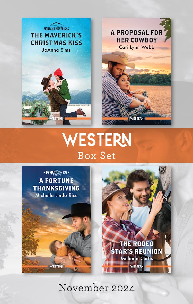 Cover image for Western Box Set Nov 2024/The Maverick's Christmas Kiss/A Proposal For Her Cowboy/A Fortune Thanksgiving/The Rodeo Star's Reunion, isbn: 9781038941732