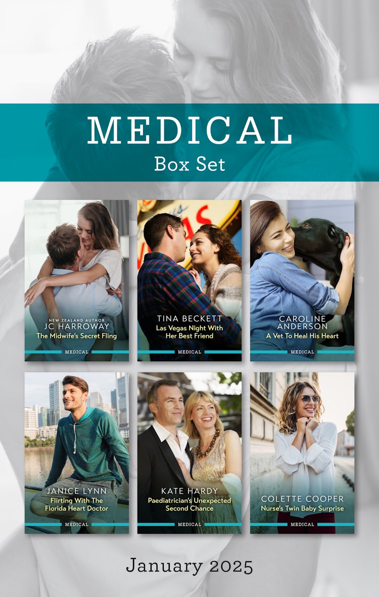 Cover image for Medical Box Set Jan 2025/The Midwife's Secret Fling/Las Vegas Night With Her Best Friend/A Vet To Heal His Heart/Flirting With The Florida Heart Doctor/Paediatrician's Unexpected Second Chance/Nurse's, isbn: 9781038945853