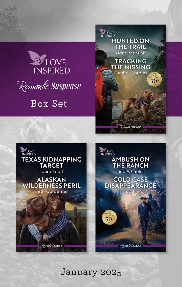 Cover image for Love Inspired Suspense Box Set Jan 2025/Hunted On The Trail/Tracking The Missing/Texas Kidnapping Target/Alaskan Wilderness Peril/Ambush On The Ranch/Cold Case Disappearance, isbn: 9781038946041