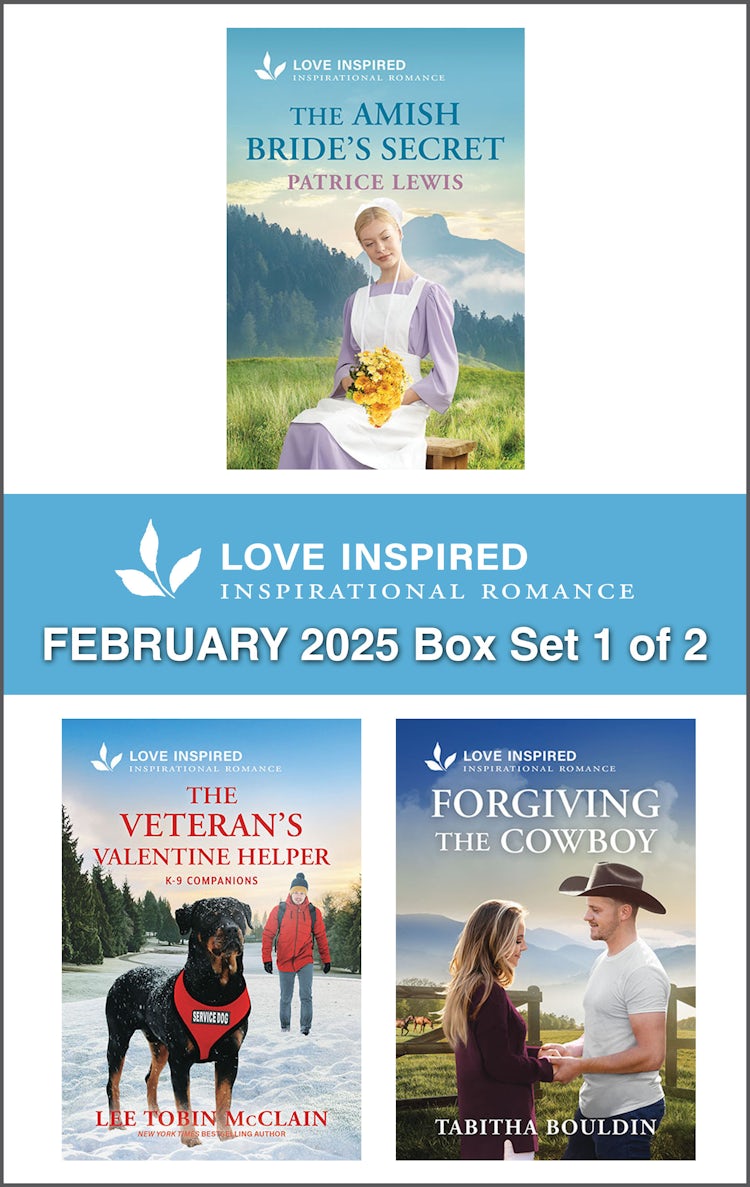 Cover image for Love Inspired February 2025 Box Set - 1 of 2/The Amish Bride's Secret/The Veteran's Valentine Helper/Forgiving the Cowboy, isbn: 9781038947192