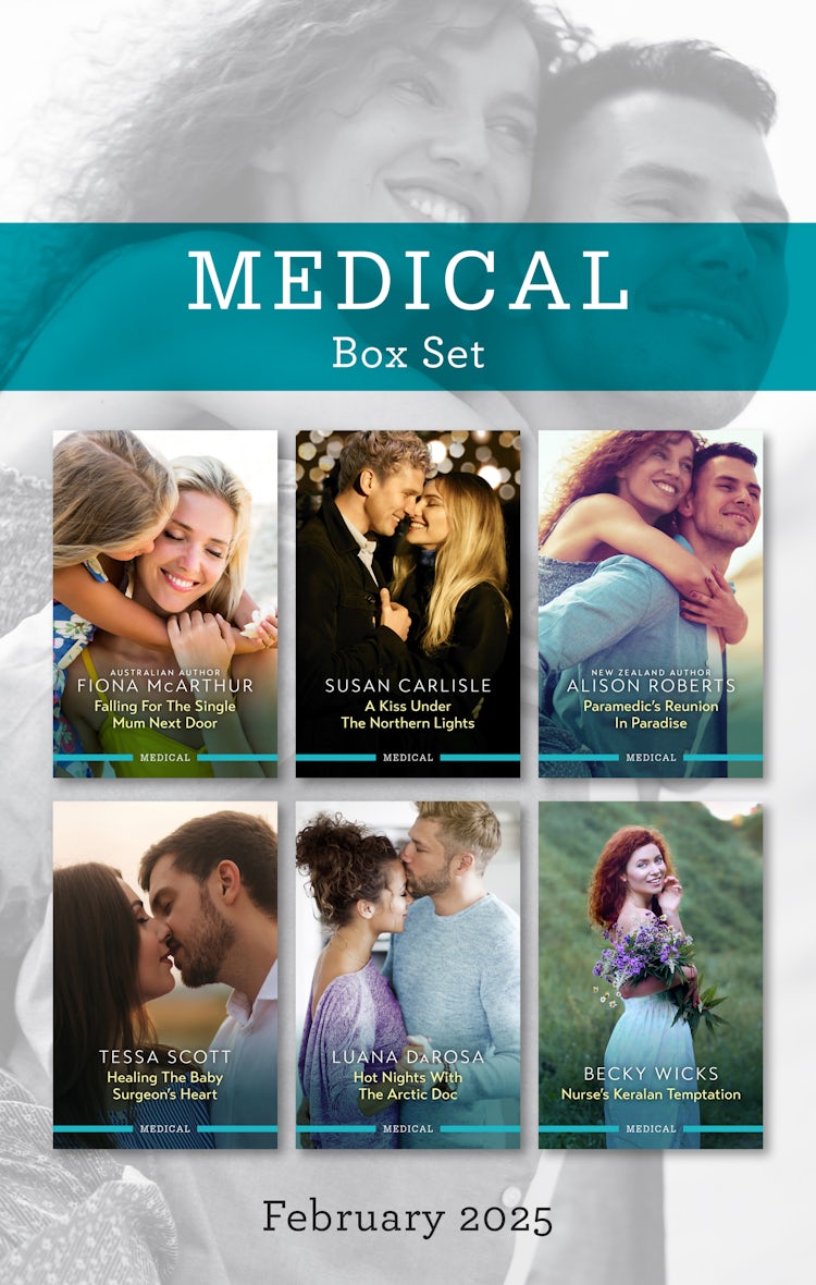 Cover image for Medical Box Set Feb 2025/Falling For The Single Mum Next Door/A Kiss Under The Northern Lights/Paramedic's Reunion In Paradise/Healing The Baby Surgeon's Heart/Hot Nights With The Arctic Doc/Nurse's K, isbn: 9781038949257
