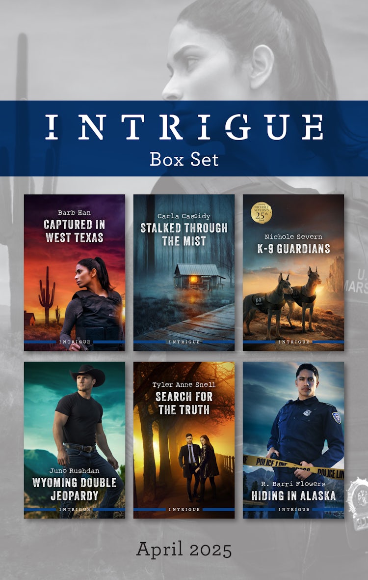 Cover image for Intrigue Box Set April 2025/Captured In West Texas/Stalked Through The Mist/K-9 Guardians/Wyoming Double Jeopardy/Search For The Truth/Hiding In Alaska, isbn: 9781038950406