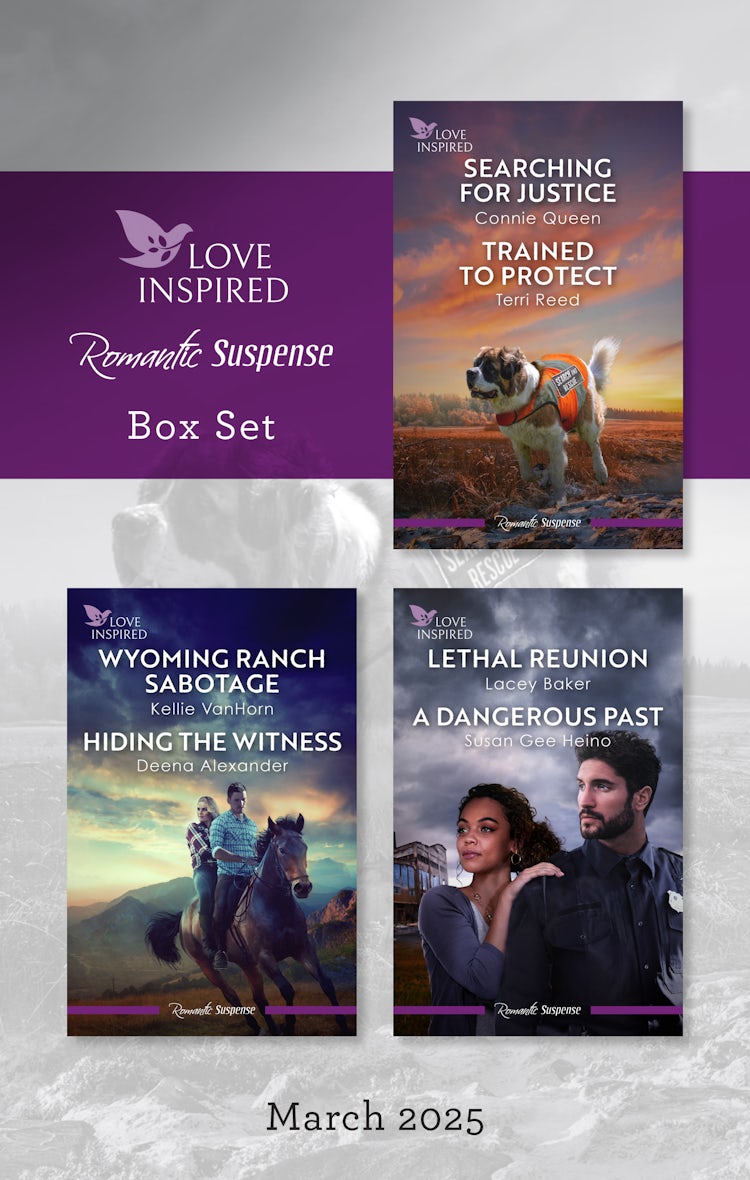 Cover image for Love Inspired Suspense Box Set March 2025/Searching For Justice/Trained To Protect/Wyoming Ranch Sabotage/Hiding The Witness/Lethal Reunion/A Dangerous Past, isbn: 9781038950659
