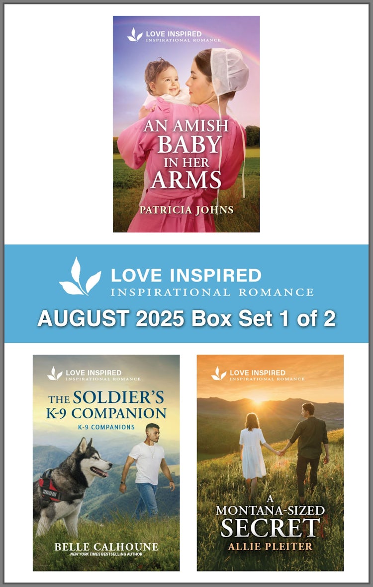 Cover image for Love Inspired August 2025 - Box Set 1 of 2/An Amish Baby In Her Arms/The Soldier's K-9 Companion/A Montana-Sized Secret, isbn: 9781038960979