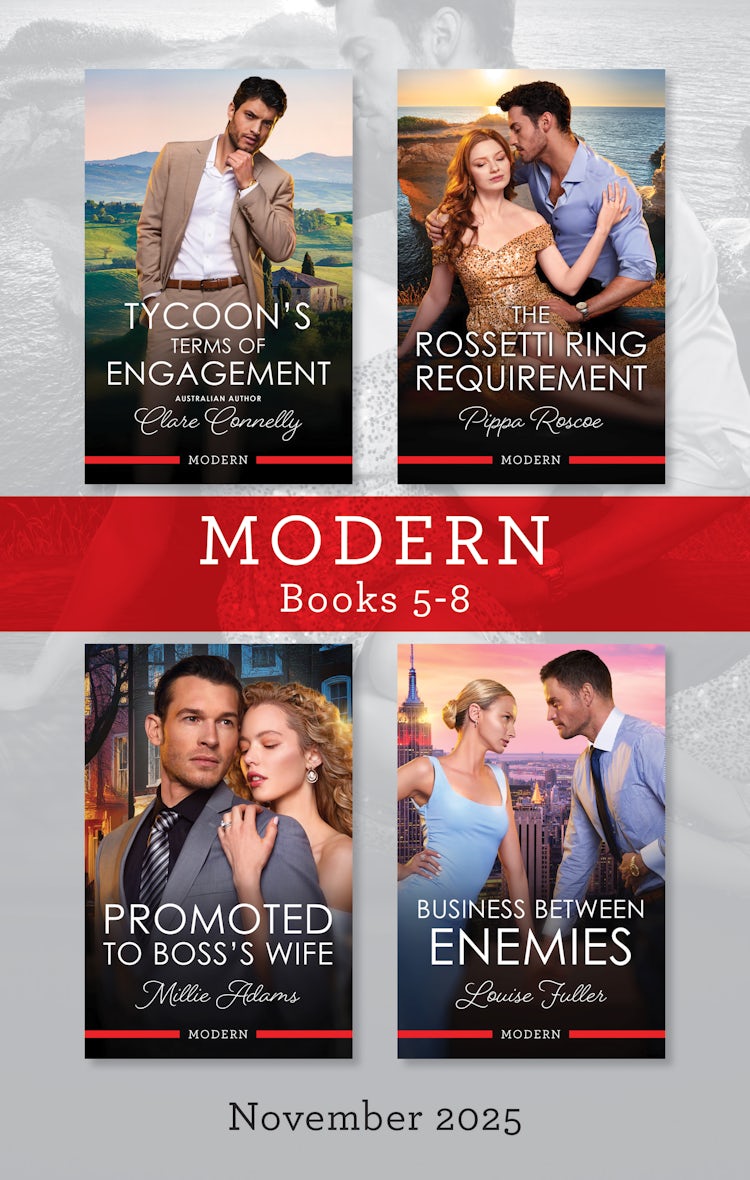 Cover image for Modern Box Set 5-8 November 2025/Tycoon's Terms Of Engagement/The Rossetti Ring Requirement/Promoted To Boss's Wife/Business Between Enemies, isbn: 9781038962386
