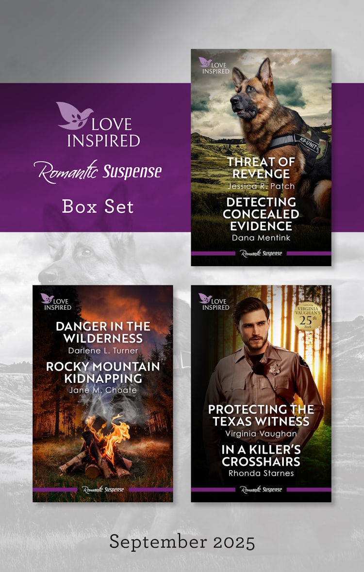 Cover image for Love Inspired Suspense Box Set September 2025/Threat Of Revenge/Detecting Concealed Evidence/Danger In The Wilderness/Rocky Mountain Kidnapping/Protecting The Texas Witness/In A Killer's Crosshairs, isbn: 9781038964076