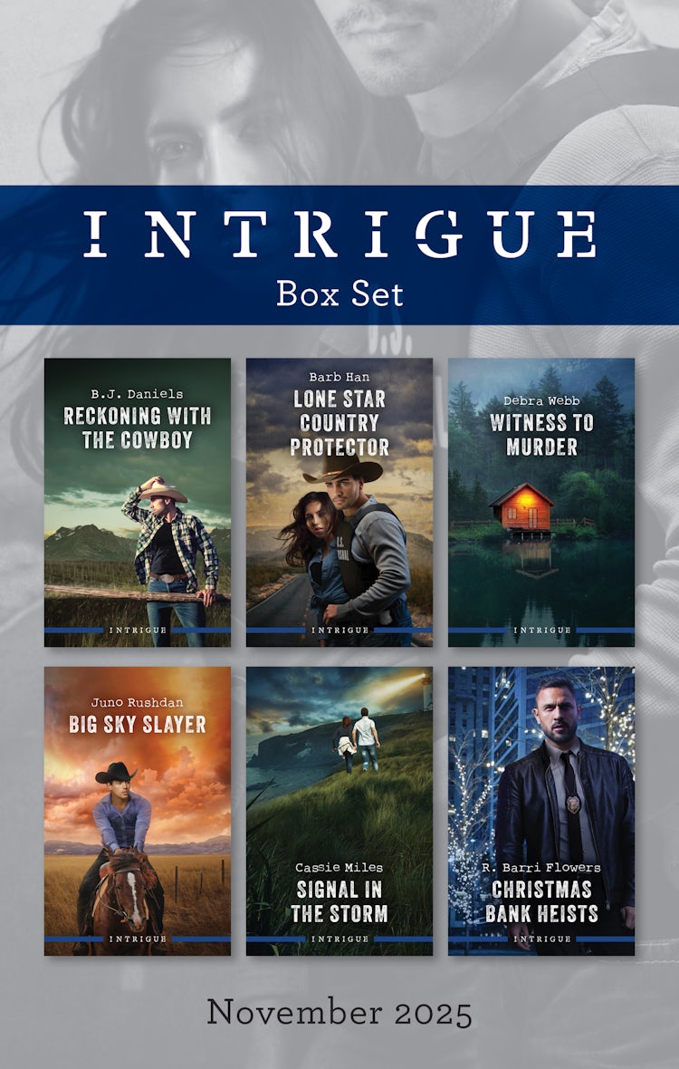 Cover image for Intrigue Box Set November 2025/Reckoning With The Cowboy/Lone Star Country Protector/Witness To Murder/Big Sky Slayer/Signal In The Storm/Christmas Bank Heists, isbn: 9781038965578